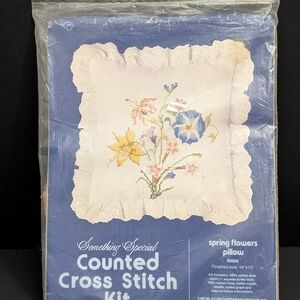 Vintage 1977 Spring Flowers Counted Cross Stitch Kit